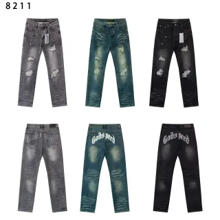 Distressed Ripped Faded Straight-Leg Jeans