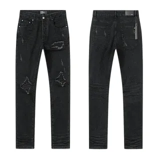 Distressed Slim-Fit Black Denim Jeans