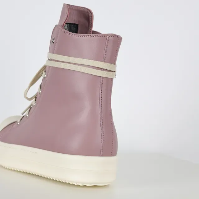 Dusty Pink Leather High-Top Platform Sneakers 4