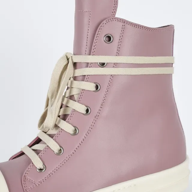 Dusty Pink Leather High-Top Platform Sneakers 6