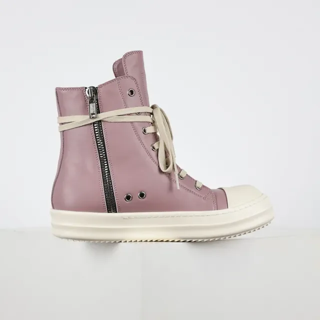 Dusty Pink Leather High-Top Platform Sneakers 7