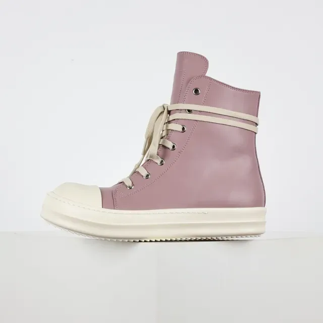 Dusty Pink Leather High-Top Platform Sneakers 9