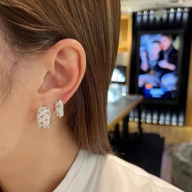 Faceted Pavé-Set Cylindrical Stud Earrings 3