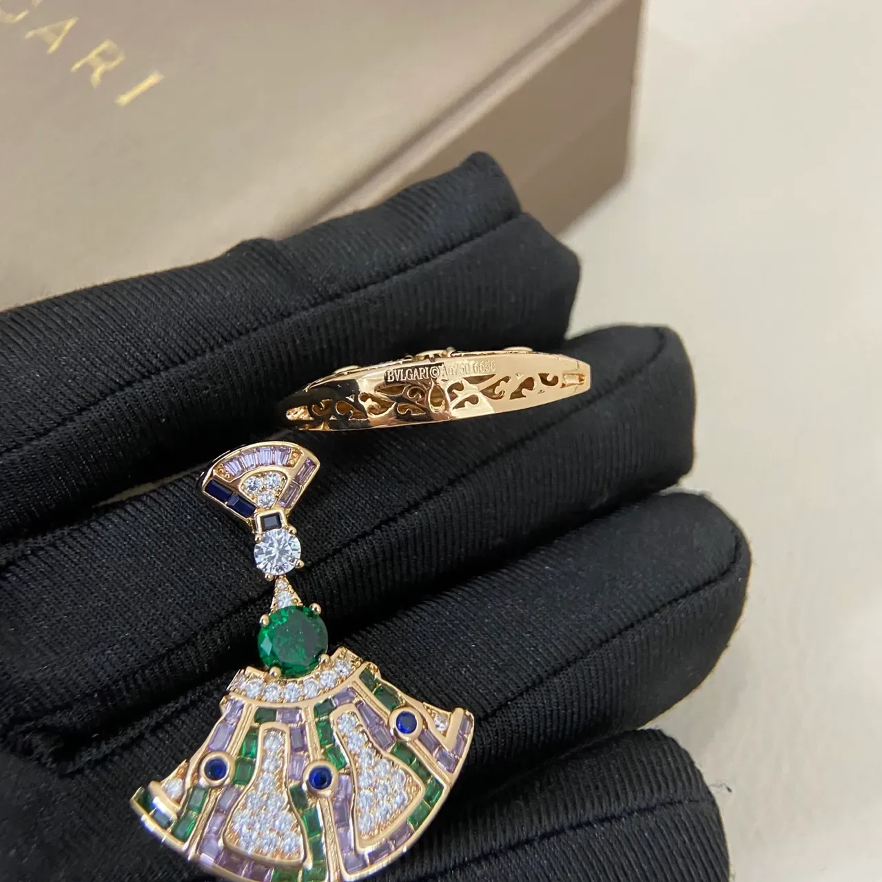 Fan-Shaped Multi-Gemstone Pavé Dangling Drop Earrings 4