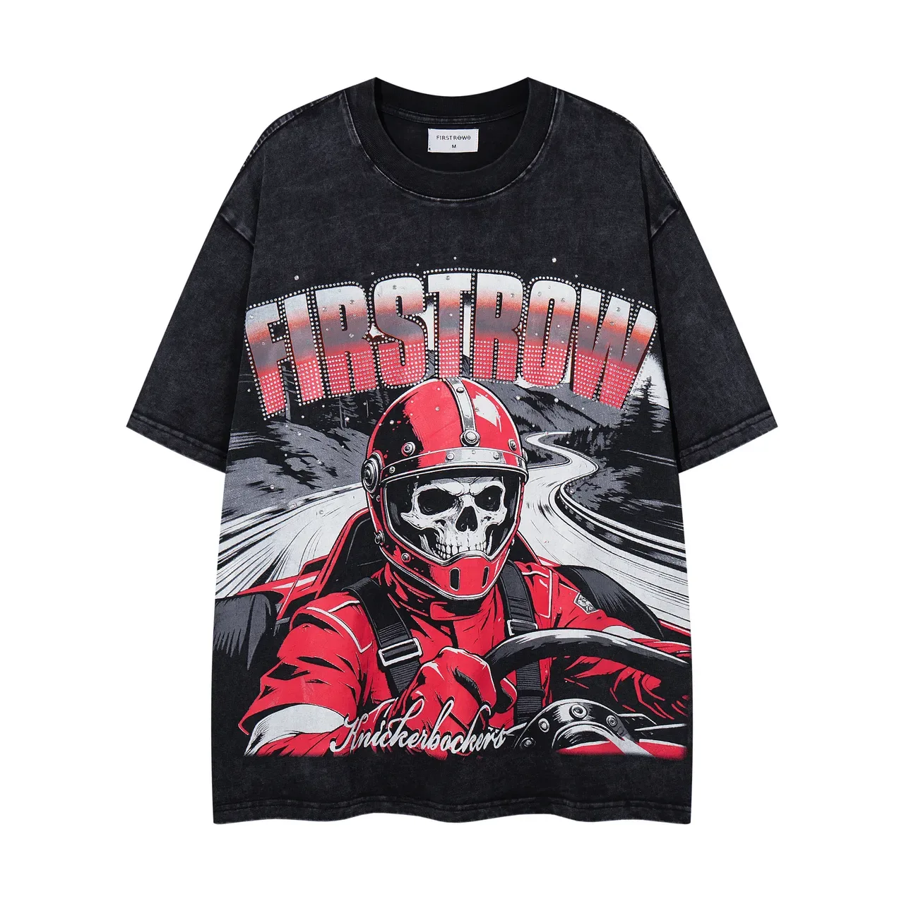 FIRST ROW Oversized Acid-Wash Graphic T-Shirt 3