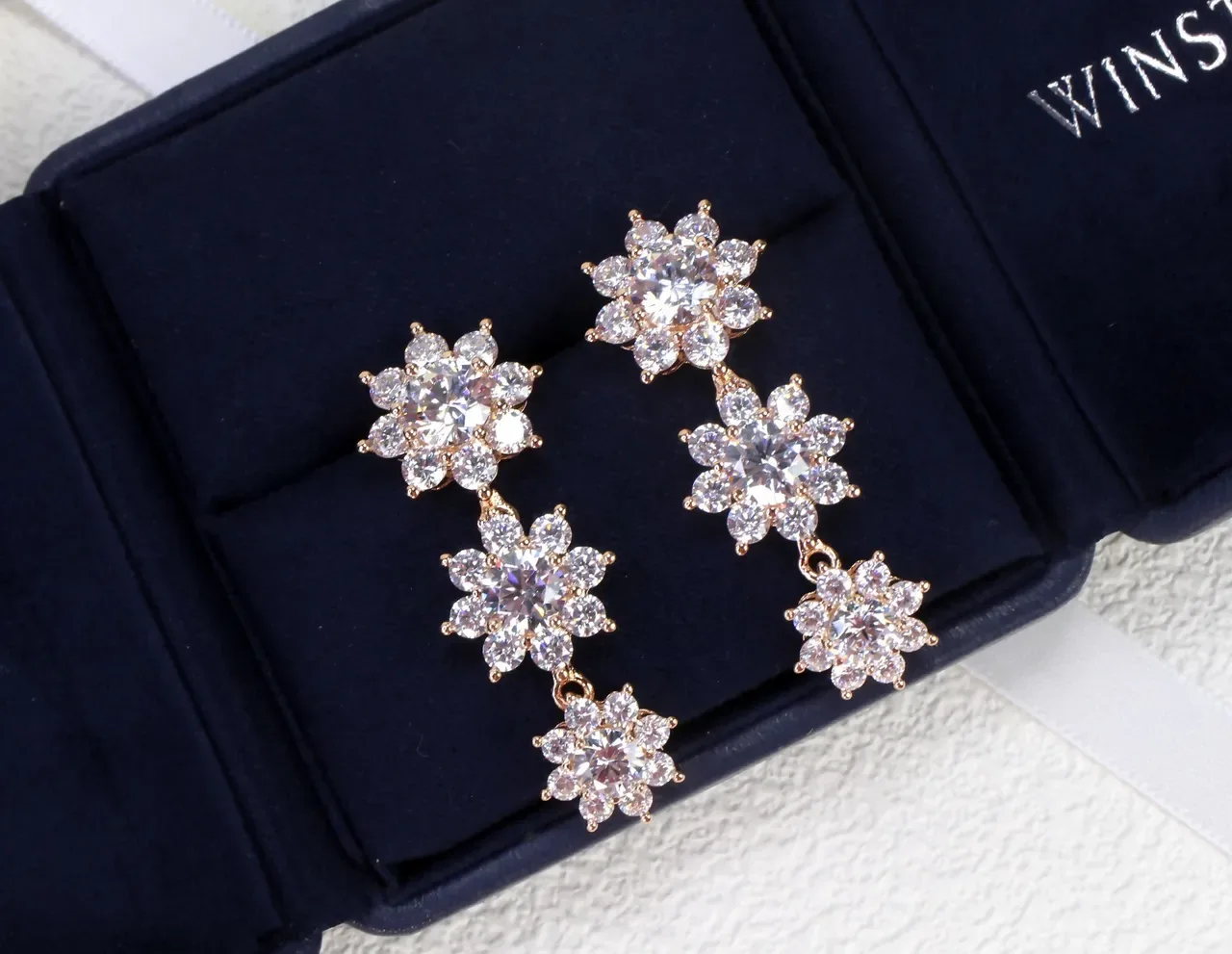 Floral Cluster Dangling Crystal Earrings 7
