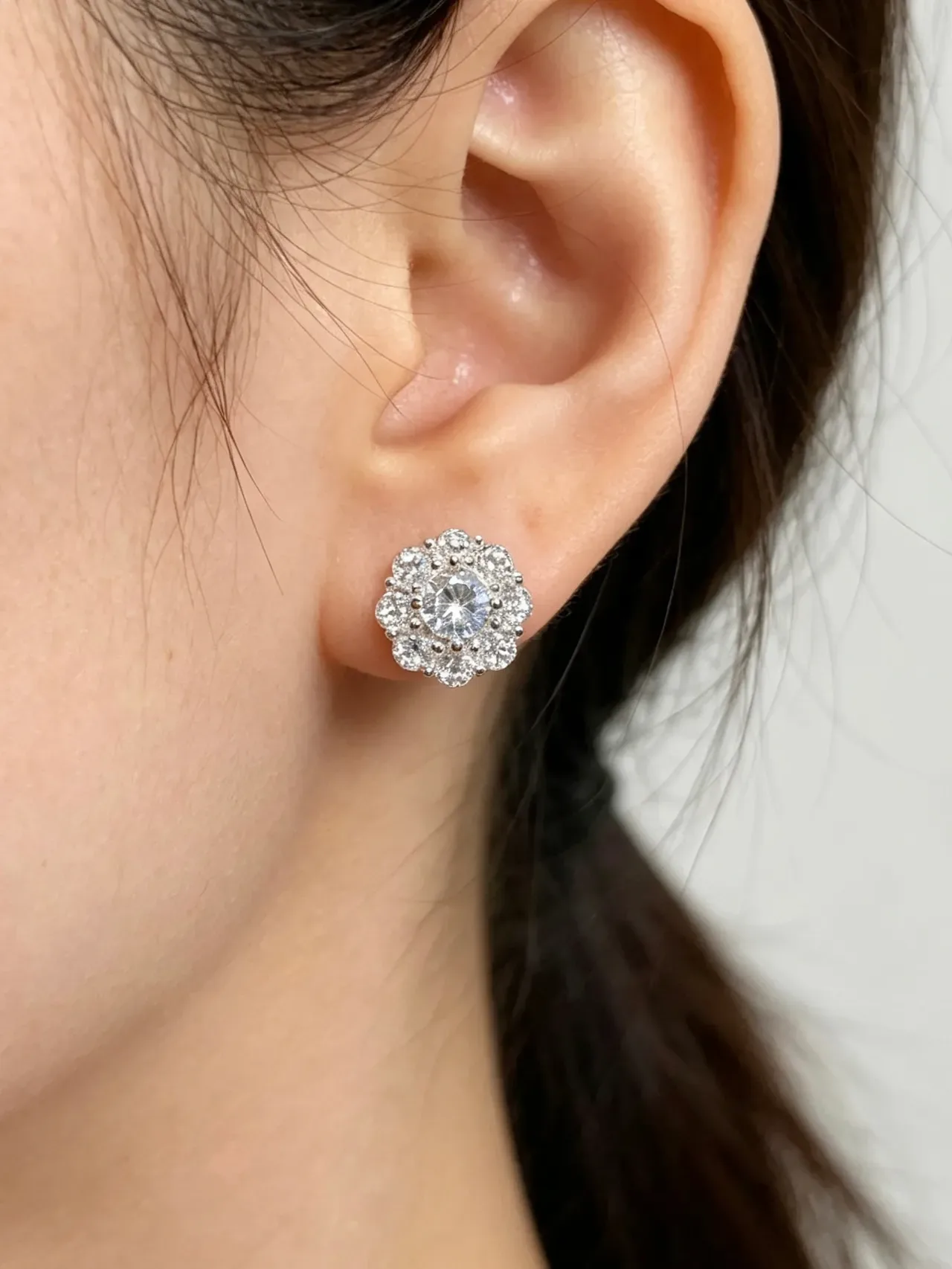 Floral Halo Multi-Stone Stud Earrings 8