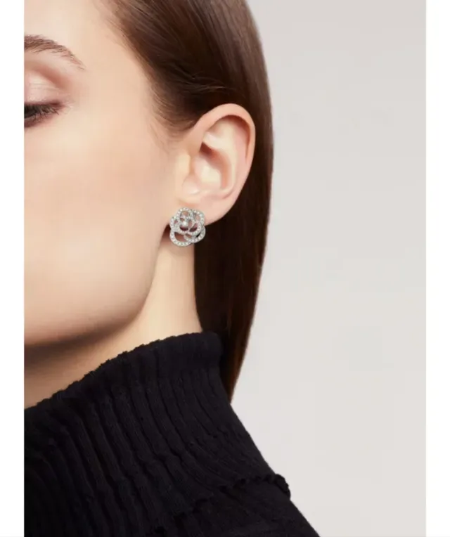 Floral Pavé-Set Openwork Stud Earrings 2
