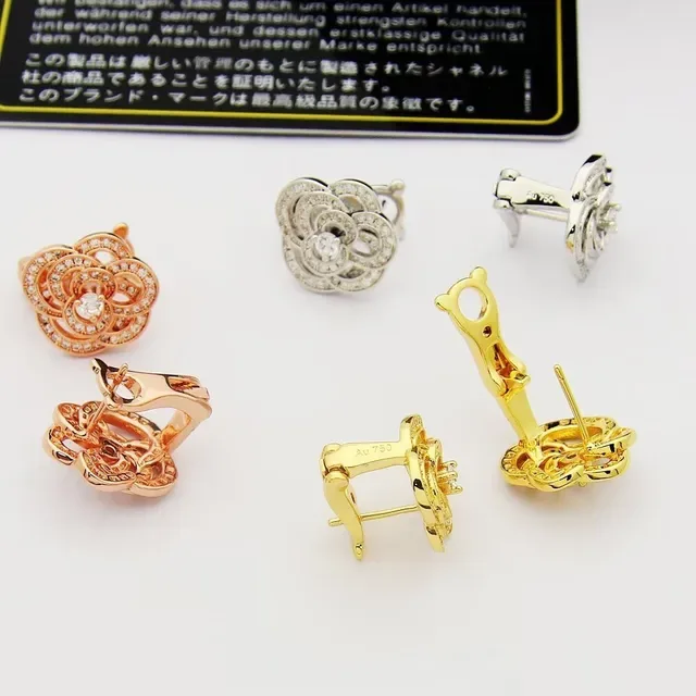 Floral Pavé-Set Openwork Stud Earrings 5