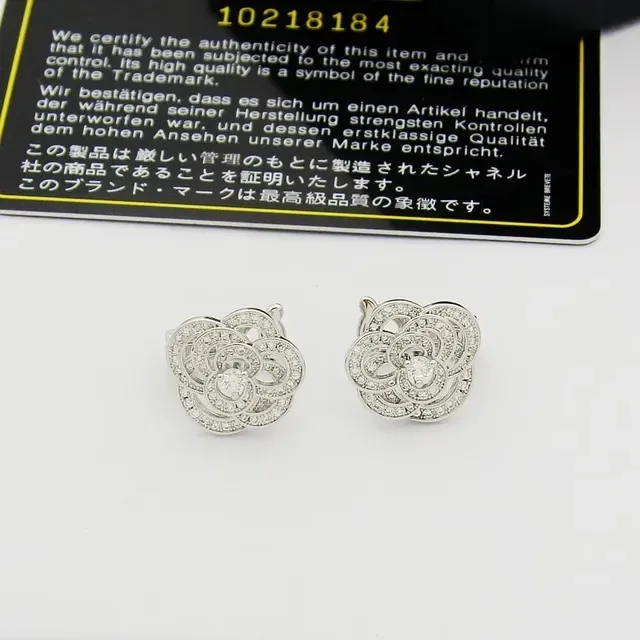 Floral Pavé-Set Openwork Stud Earrings 7