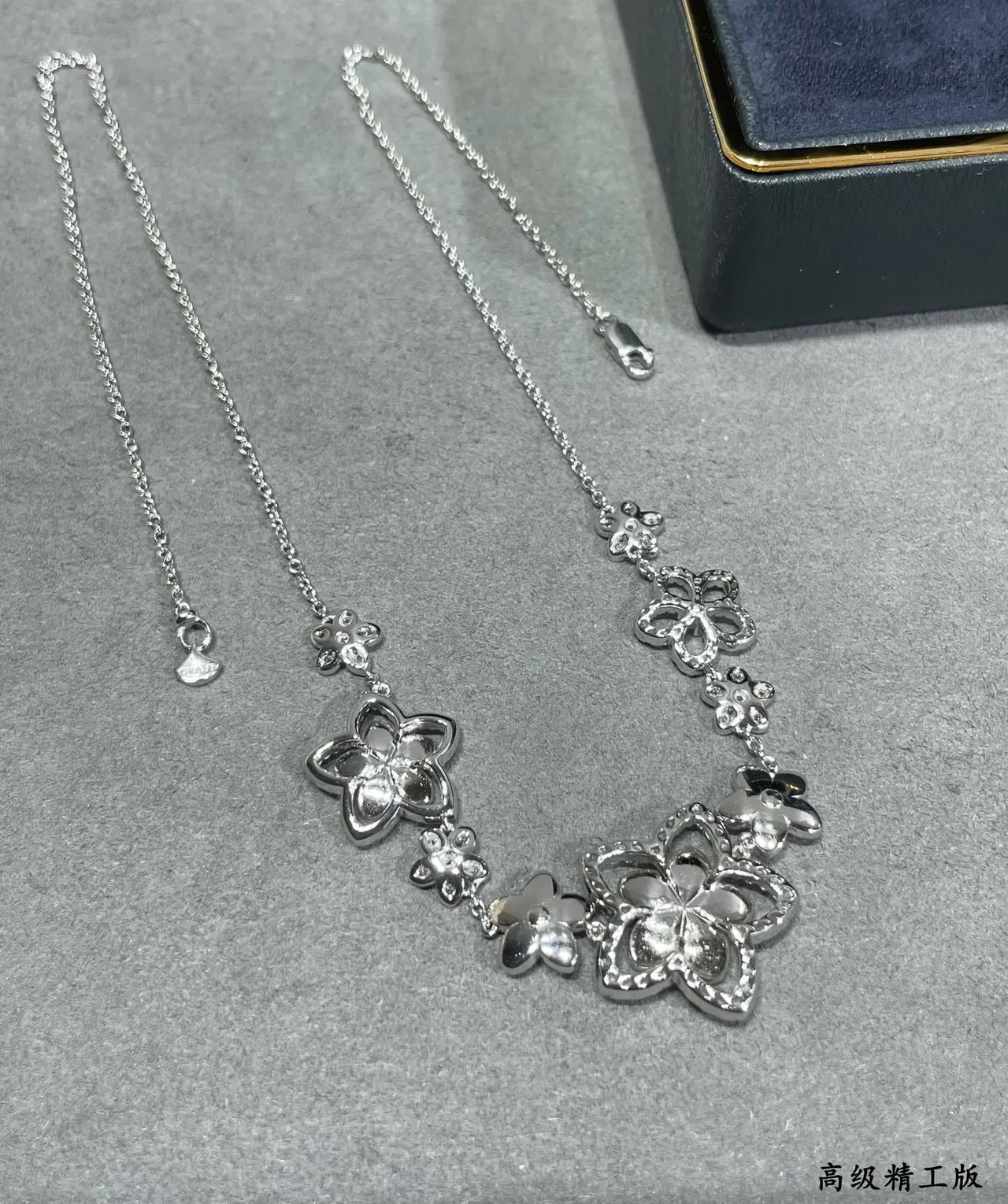 Floral Pave-Set Silver-Tone Collar Necklace 3