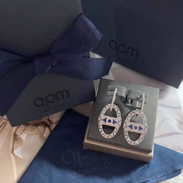 Geometric Pavé Blue Gemstone Drop Earrings 9