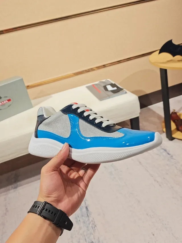 Glossy Blue and Navy Mesh Lifestyle Sneaker 4