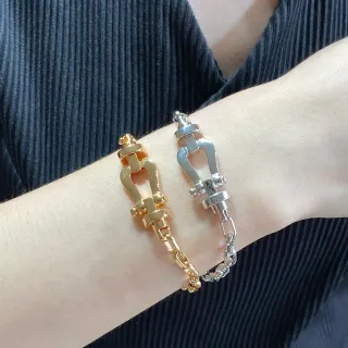 金色和银色 Shackle-Link Chain 手链