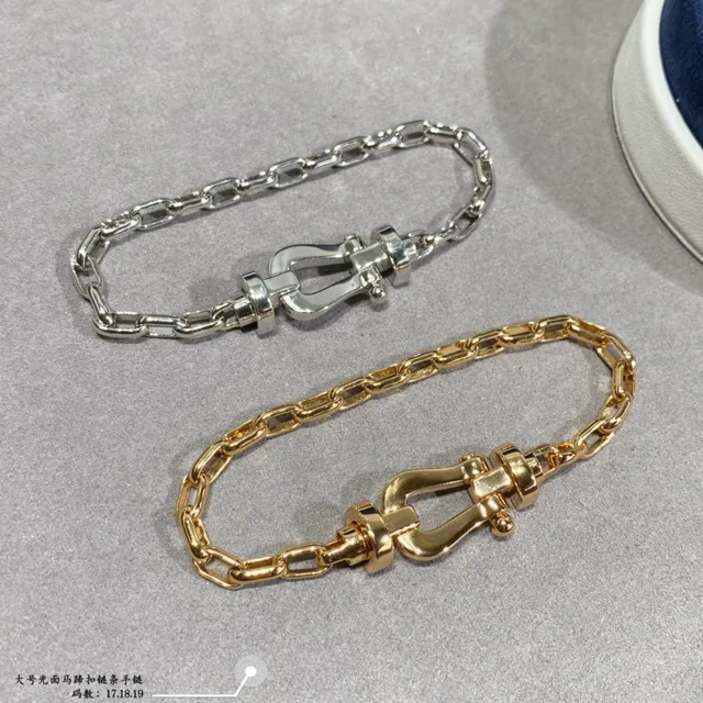 सोने और चांदी Shackle-Link Chain कंगन 4
