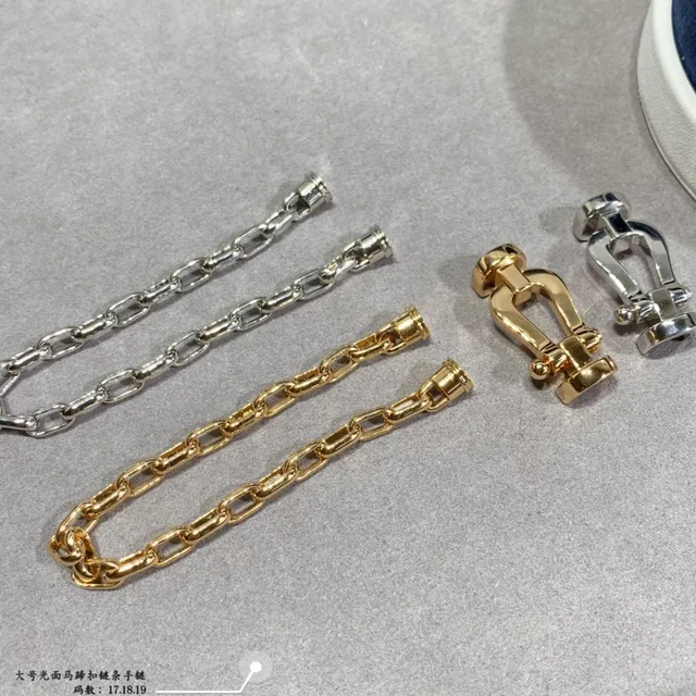 सोने और चांदी Shackle-Link Chain कंगन 7