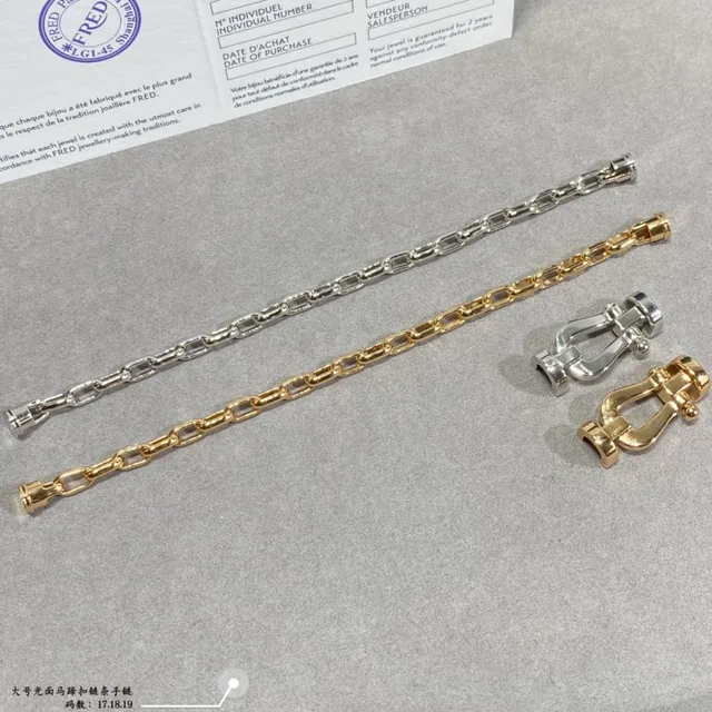 सोने और चांदी Shackle-Link Chain कंगन 8