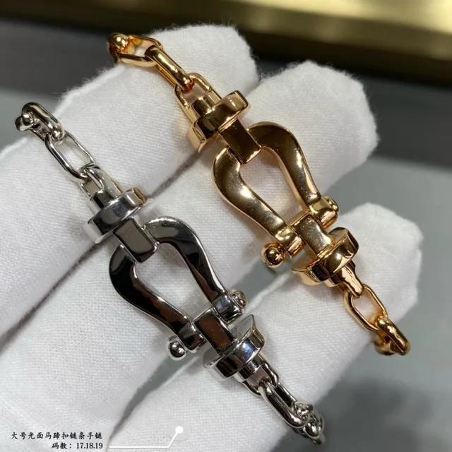 सोने और चांदी Shackle-Link Chain कंगन 9