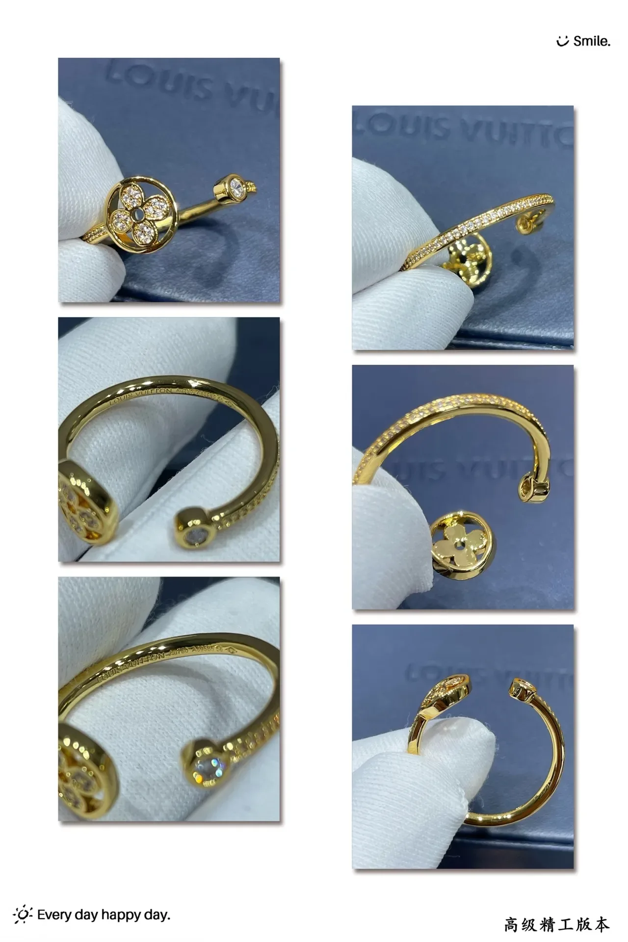 Gold and Silver Tone Pavé Floral Disc Open-Band Rings 2