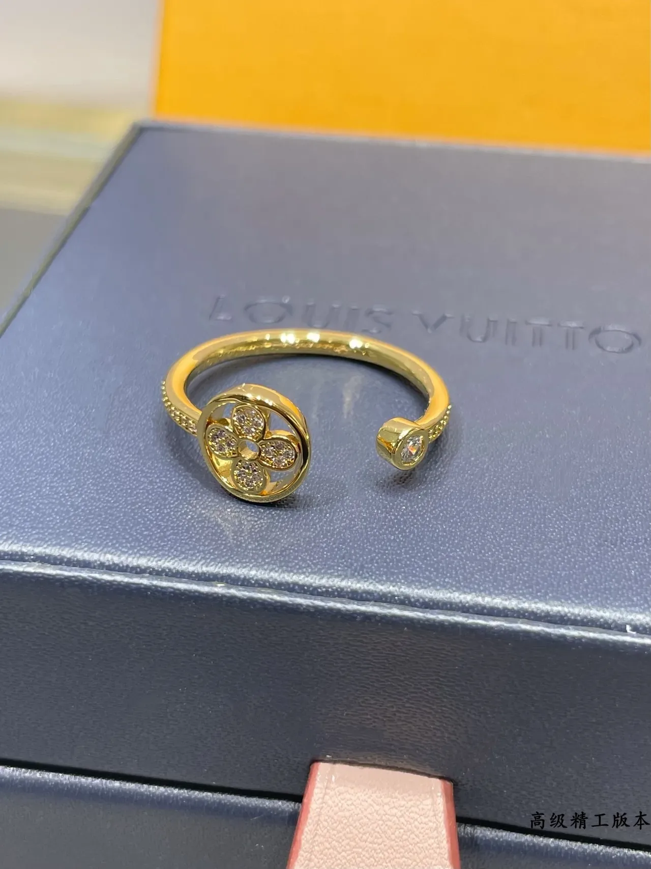 Gold and Silver Tone Pavé Floral Disc Open-Band Rings 6