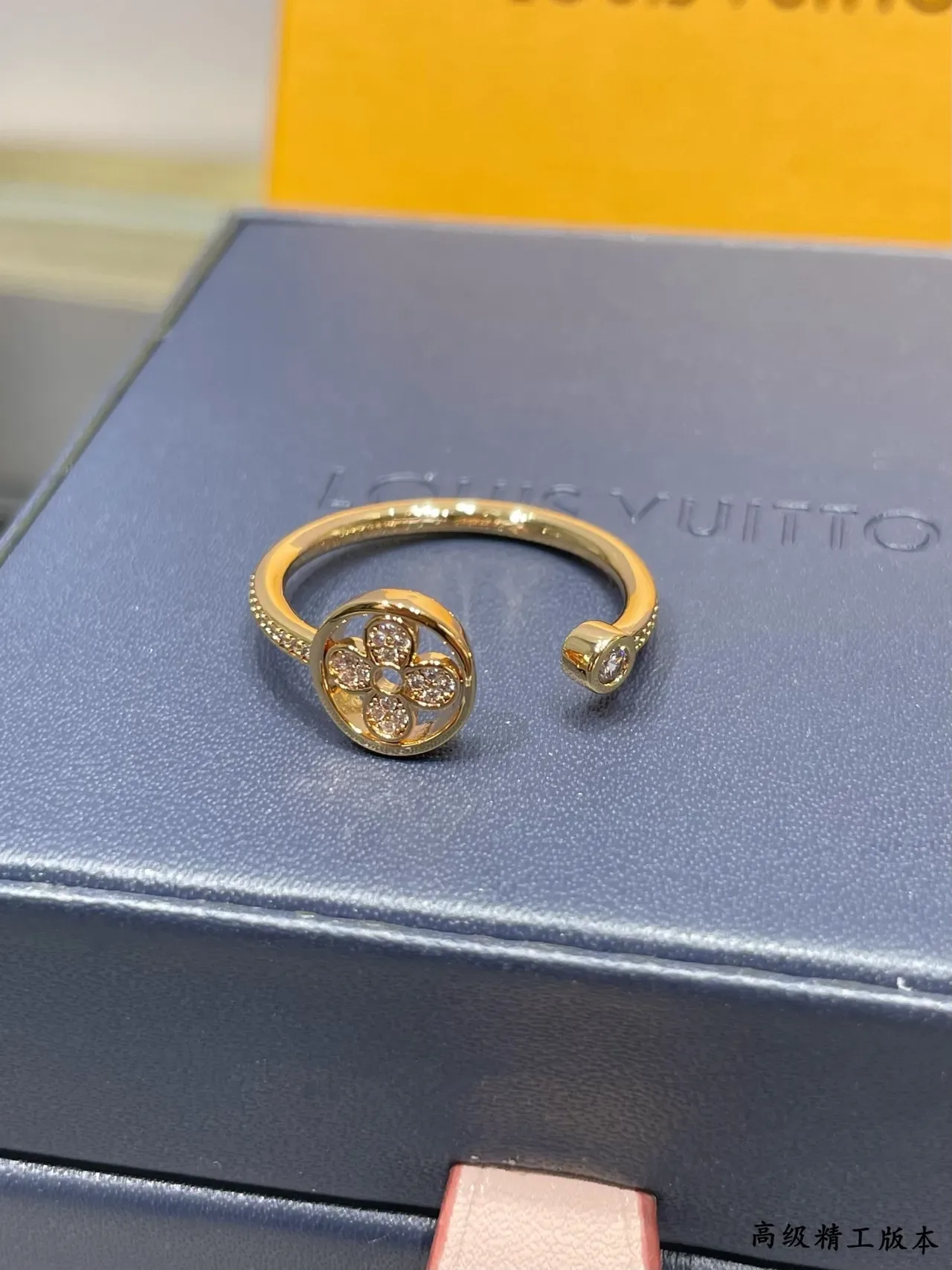 Gold and Silver Tone Pavé Floral Disc Open-Band Rings 8