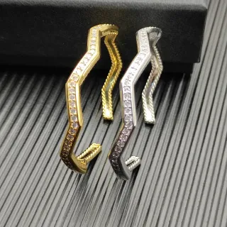 金银色锯齿帕维绳边开口戒指