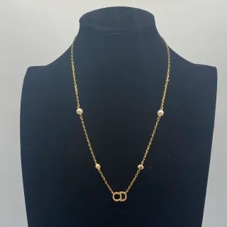 সোনালি ক্রিম চেইন কালচার্ড মুক্তা নেকলেস
