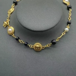 Collier Chaîne Gold Black Perles Estilo Onyx