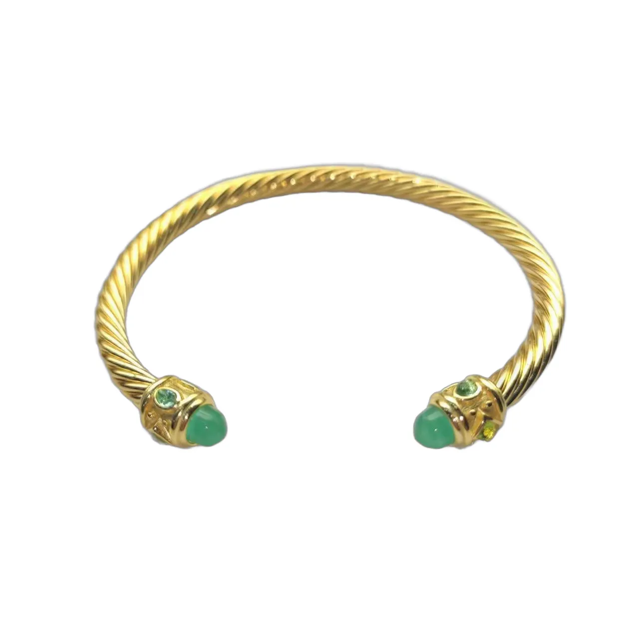 Gold Green Twisted Cable Metal Bracelet 2