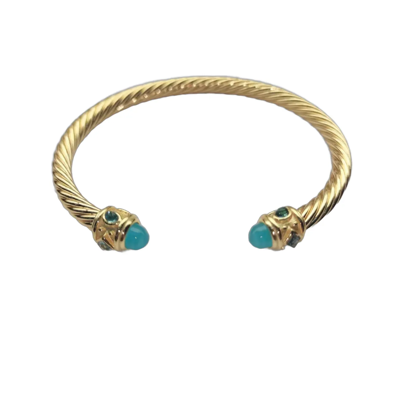Gold Green Twisted Cable Metal Bracelet 5