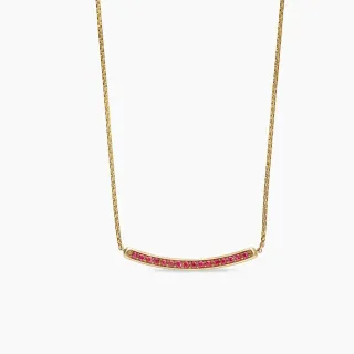 Collier Pendentif Barre Courbe Pavé-Set Gemmes Or Rose