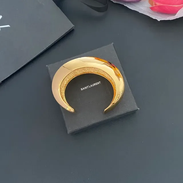 Gold Polished Layered Curved Open Cuff Bracelet 6
