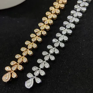 سوار ذهب فضة زهري Pavé-Set روابط قطرة