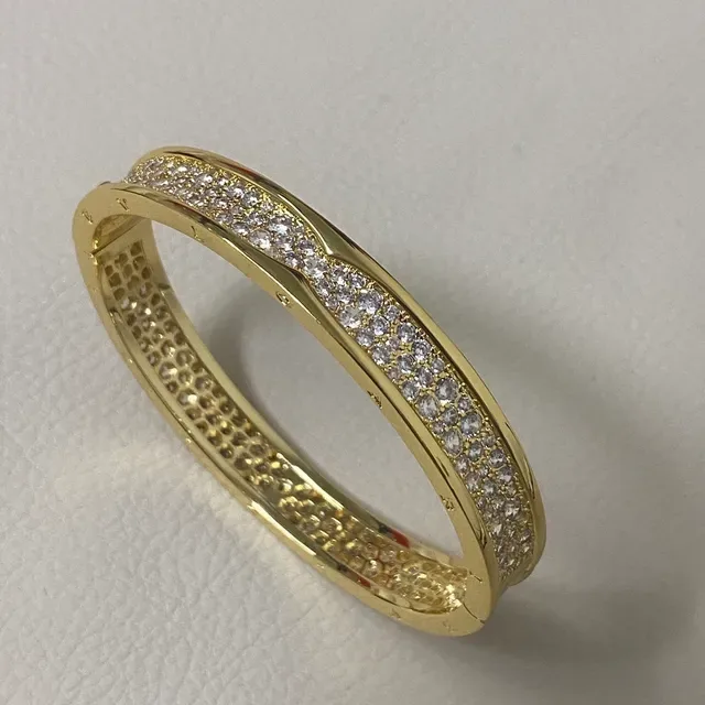 Gold Silver Hinged Bangle Pave-Set Crystals Bracelet 3