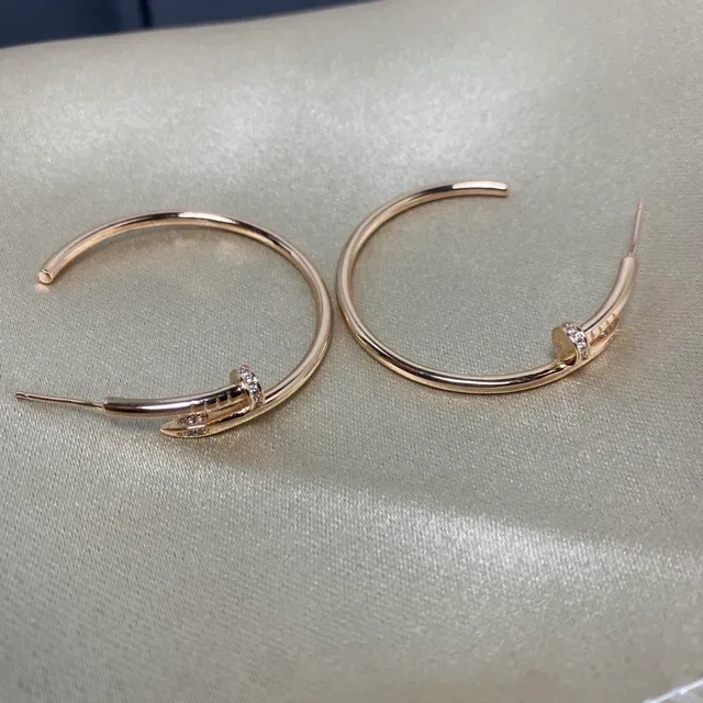 Gold Silver Rose Gold Nailhead Hoop Earrings 2