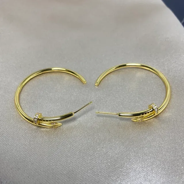 Gold Silver Rose Gold Nailhead Hoop Earrings 4