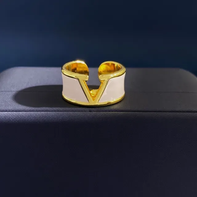 Gold-Tone and White Enamel Open-Shank Geometric Ring 6