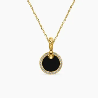 Collier Disco Circulaire Noir Pavé Tons Dorés
