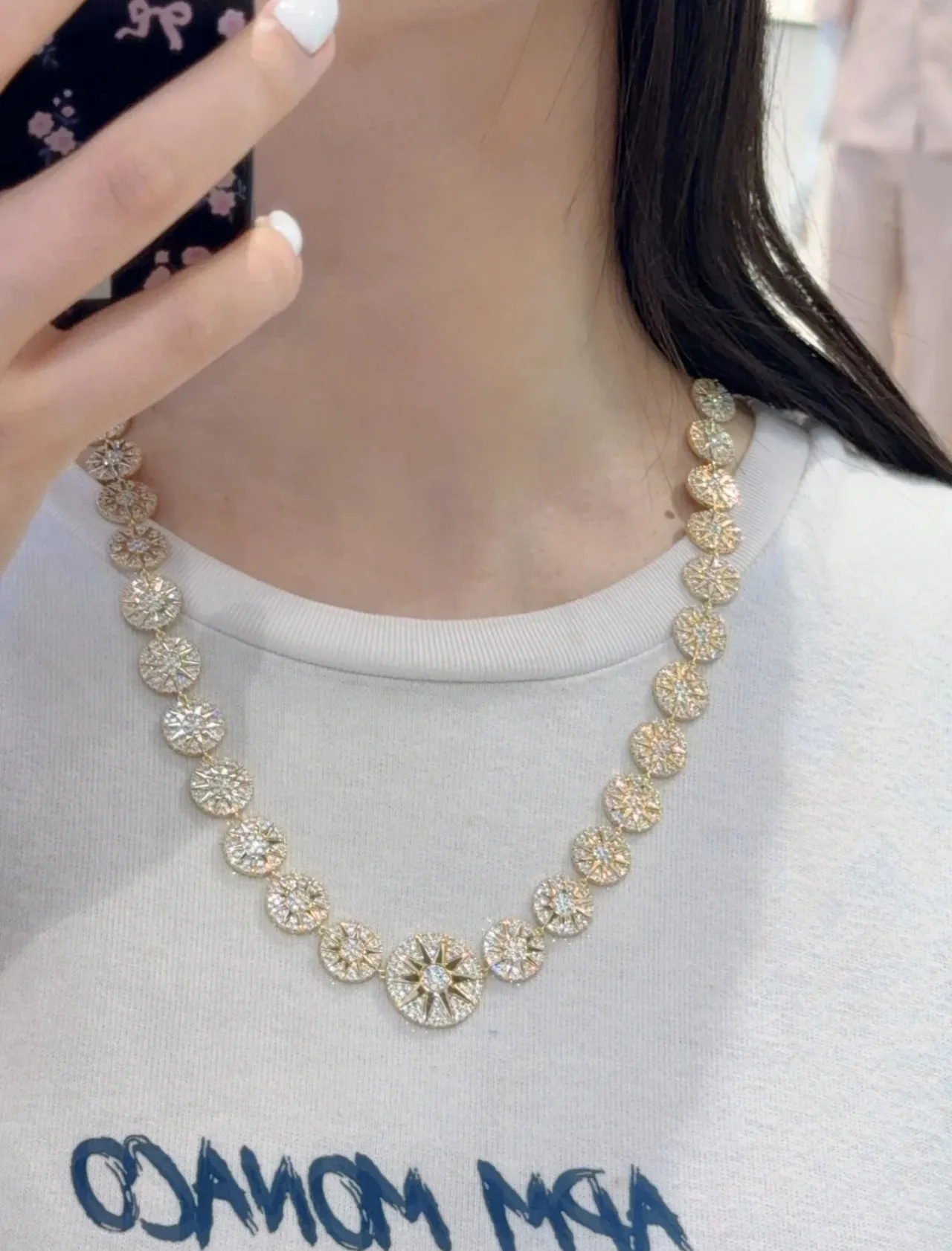 Gold-Tone Pavé Circular Link Statement Necklace 4