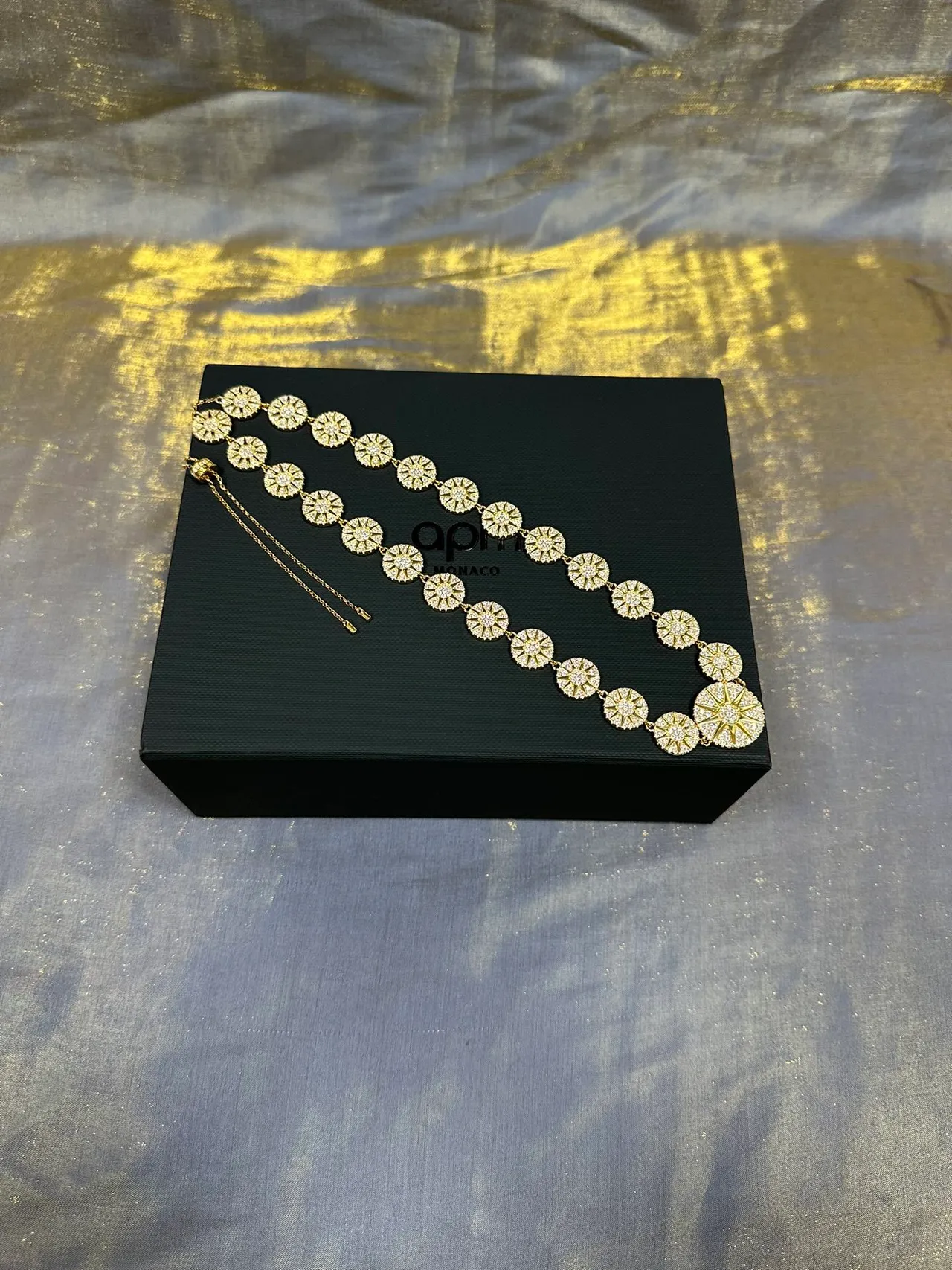 Gold-Tone Pavé Circular Link Statement Necklace 6