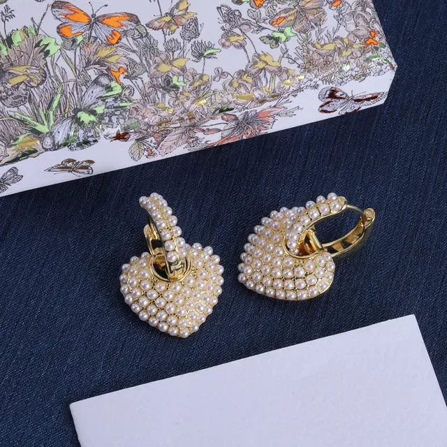 Gold-Tone Pearl-Embellished Heart-Shaped Hinged Hoop Earrings 5