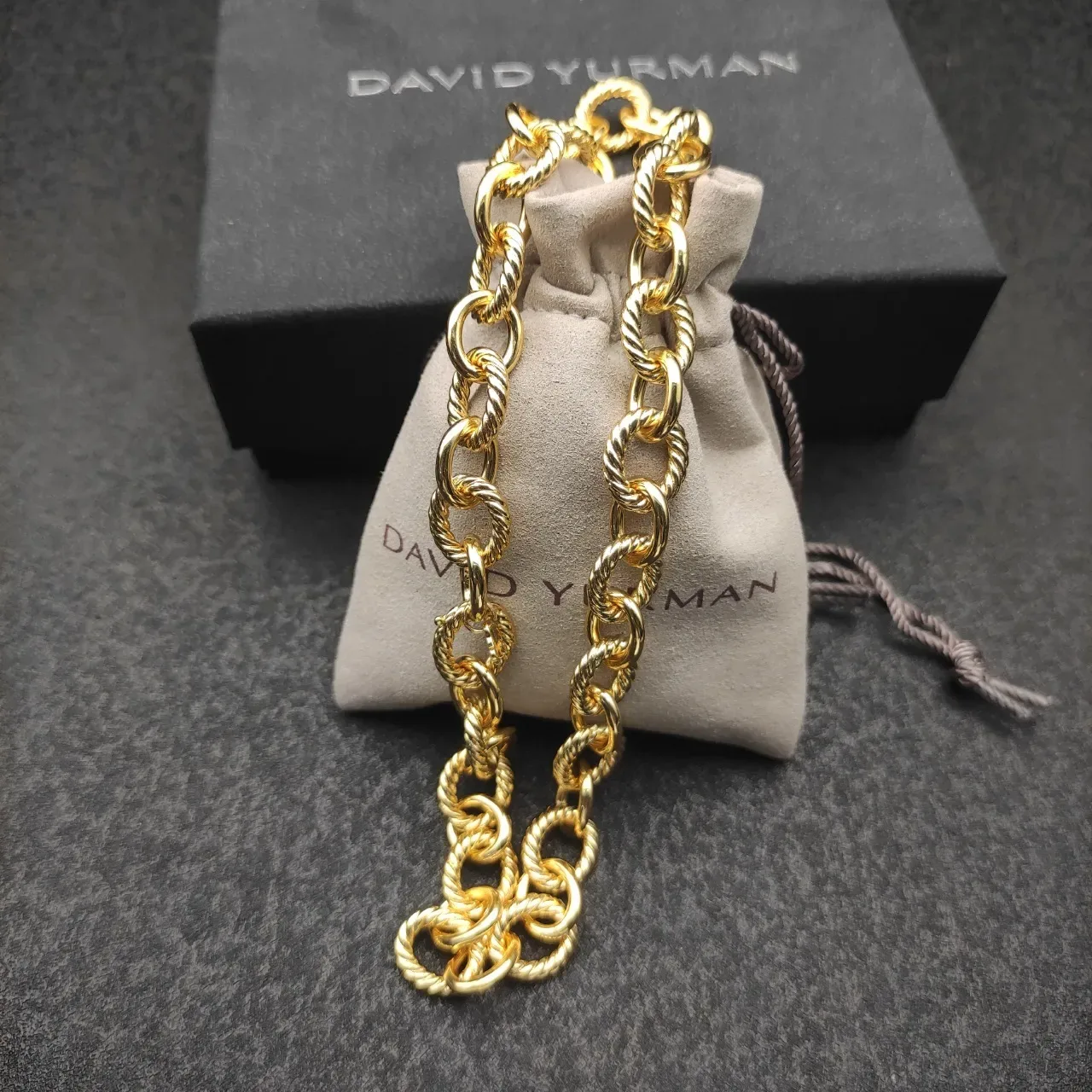 Gold Twisted Rope-Link Chain Necklace 6