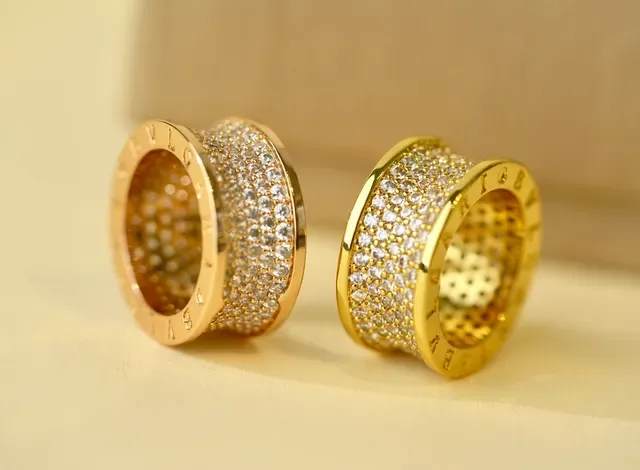 Gold White Wide Band Multi-Row Pavé Ring 3