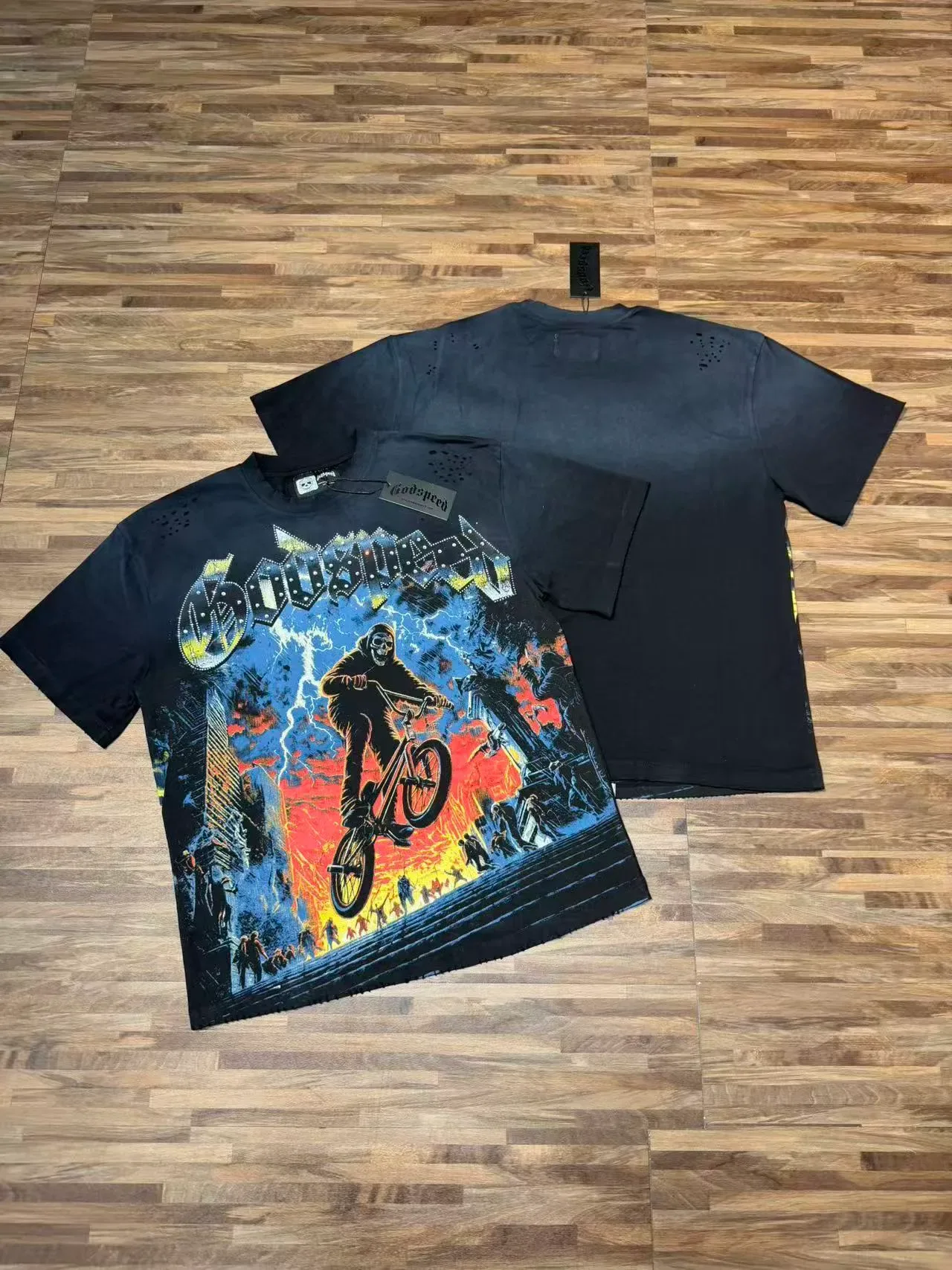 Graphic Print Distressed Oversized T-Shirt 2