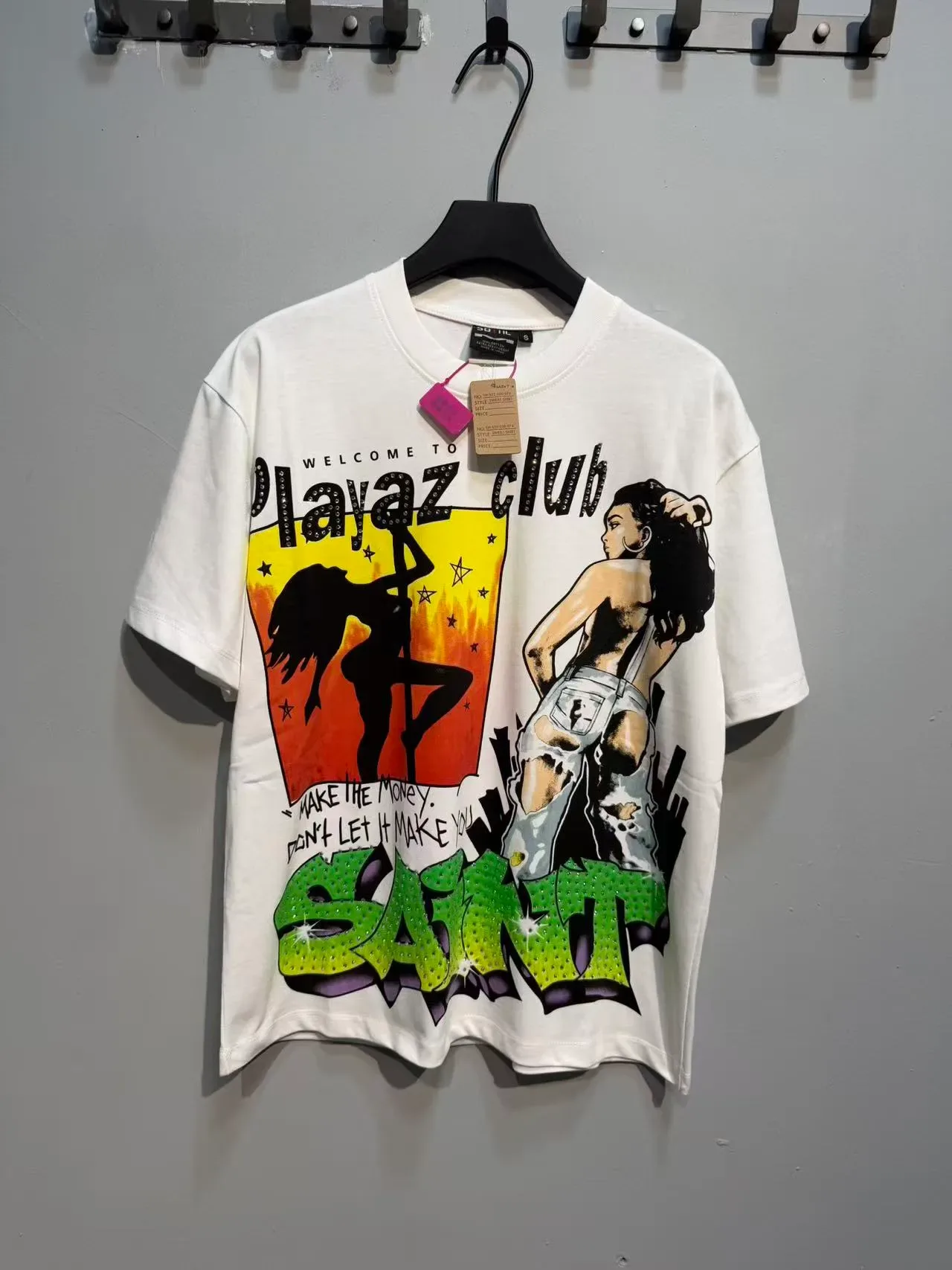 Graphic Print Rhinestone-Embellished Oversized T-Shirt 9