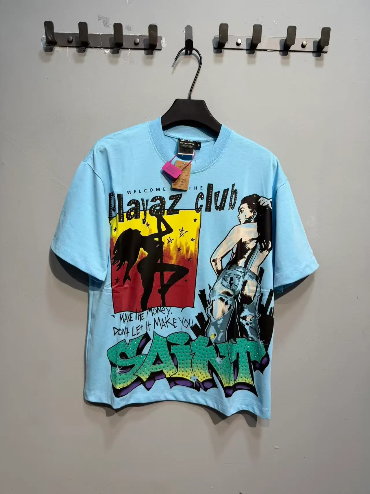 Graphic Print Rhinestone-Embellished Oversized T-Shirt 12