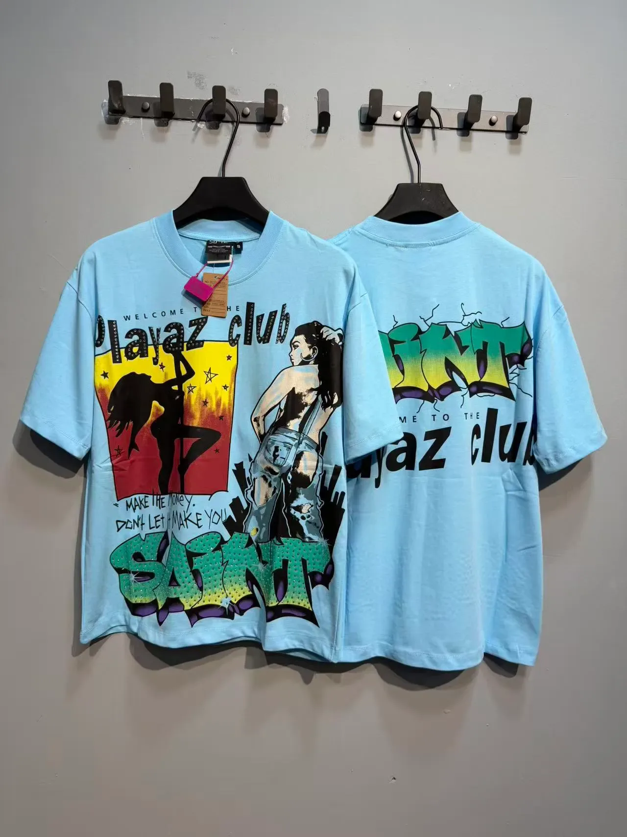 Graphic Print Rhinestone-Embellished Oversized T-Shirt 14