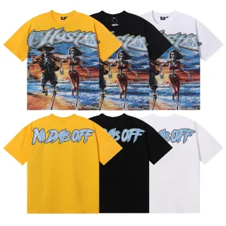 Camiseta con estampado gráfico de esqueleto en la playa