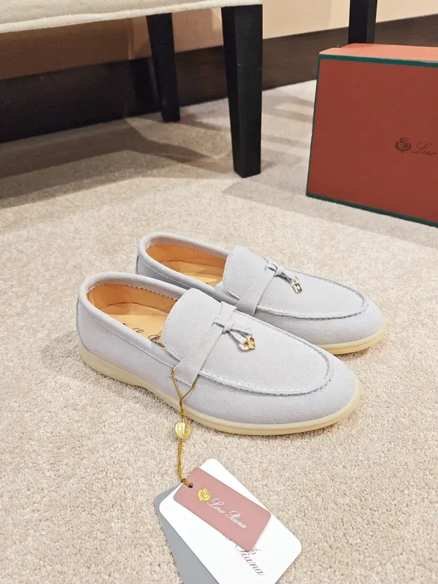 Gray Beige Suede Upper Saddle Strap Loafer 4