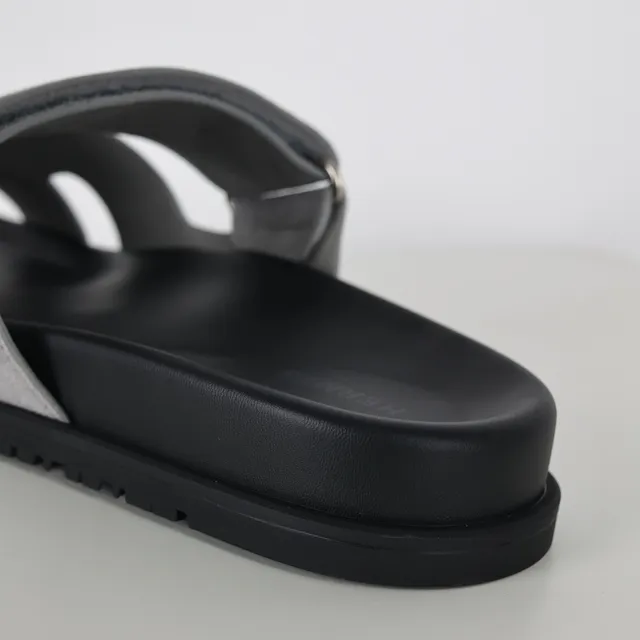 Gray Suede-Like Double-Strap Flat Sole Casual Sandals 4